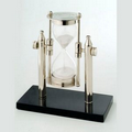 Rotating 3 Minute Hourglass on Black Plastic Base